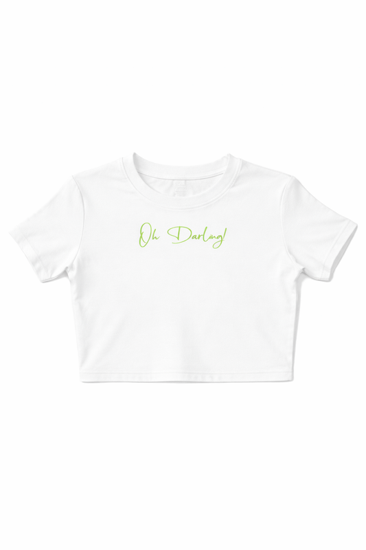 Contour Crop Top - White/Lime Green